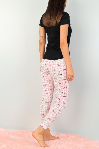 Siyah Baskılı Bayan Pijama Takımı 73622