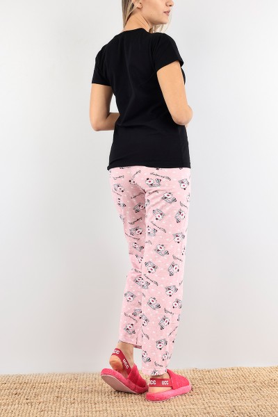Siyah Baskılı Bayan Pijama Takımı 92065