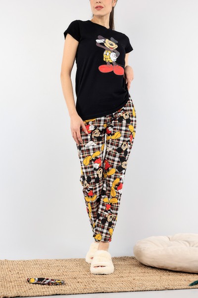 Siyah Baskılı Bayan Pijama Takımı 92099