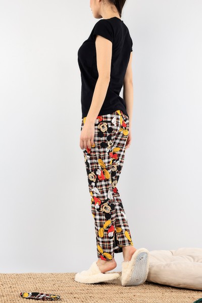 Siyah Baskılı Bayan Pijama Takımı 92099