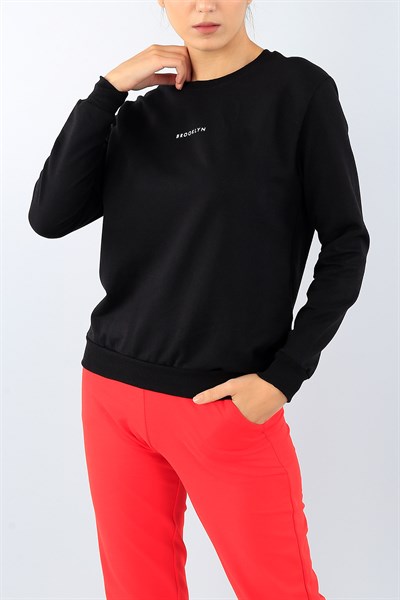Siyah Baskılı Bayan Sweat 39162