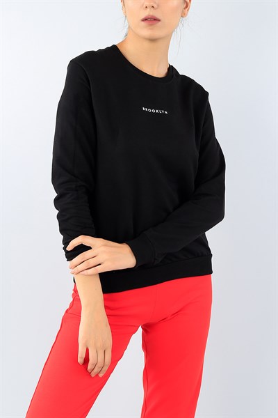 Siyah Baskılı Bayan Sweat 39162