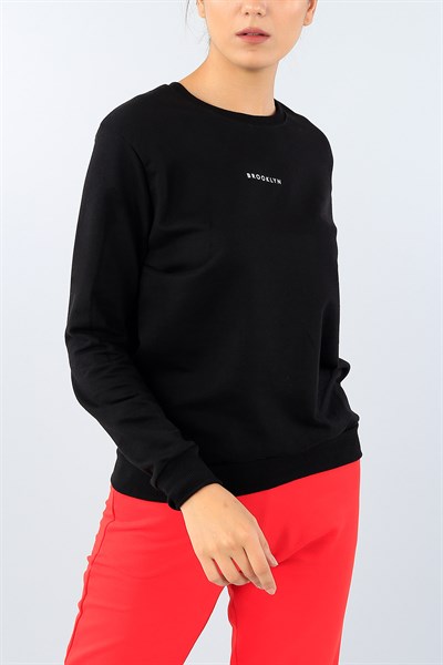 Siyah Baskılı Bayan Sweat 39162