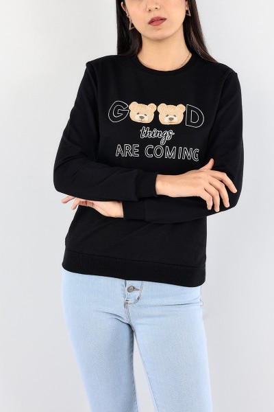 Siyah Baskılı Bayan Sweat 92120