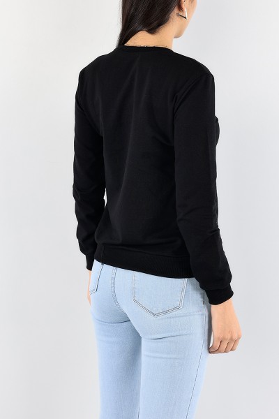 Siyah Baskılı Bayan Sweat 92120