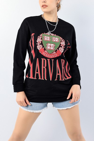 Siyah Baskılı Bayan Sweat Tunik 75645
