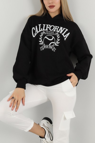 Siyah Baskılı İçi Şardonlu Bayan Sweat 145007