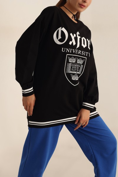 Siyah Baskılı İki İp Sweat Tunik 198361