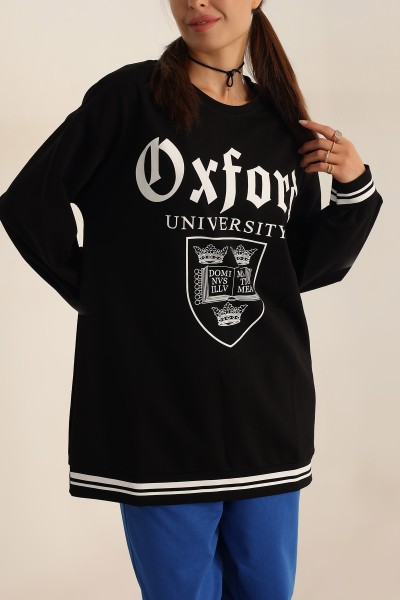 Siyah Baskılı İki İp Sweat Tunik 198361