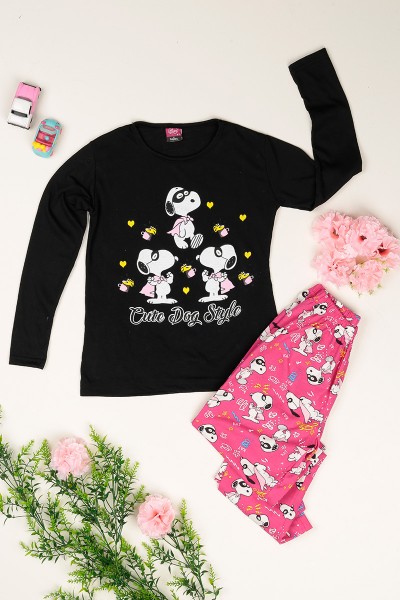 siyah-baskili-kiz-cocuk-pijama-takimi-77931