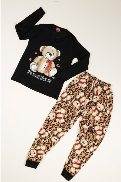 siyah-baskili-kiz-cocuk-pijama-takimi-77942