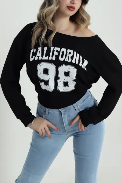 Siyah Baskılı Modal Kadın Bluz 487094