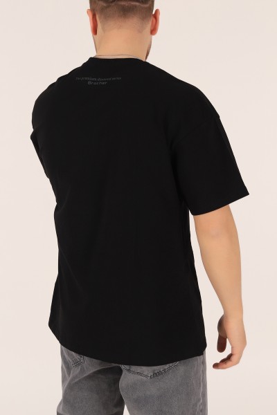 Siyah Baskılı Oversize Erkek Tişört 164989