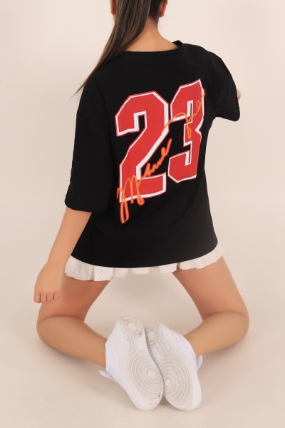 Siyah Baskılı Oversize Tişört 169883