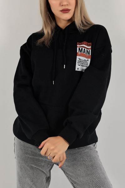 Siyah Baskılı Şardonlu Bayan Sweat 138926