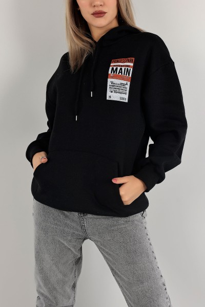 Siyah Baskılı Şardonlu Bayan Sweat 138926