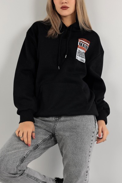 Siyah Baskılı Şardonlu Bayan Sweat 138926