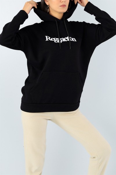 Siyah Baskılı Şardonlu Bayan Sweat 44793