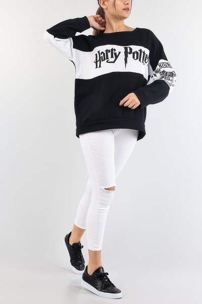 Siyah Baskılı Şardonlu Bayan Sweat 88373