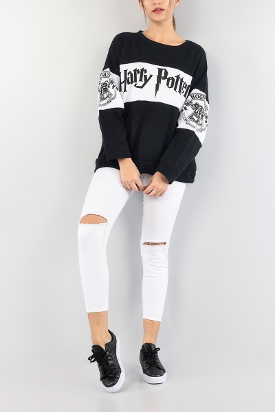 Siyah Baskılı Şardonlu Bayan Sweat 88373