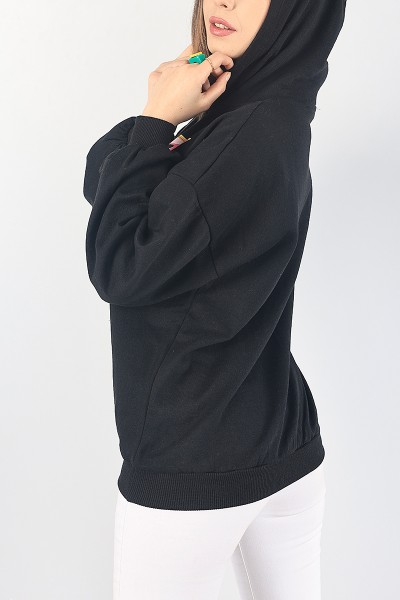 Siyah Baskılı Şardonlu Bayan Sweat 88400