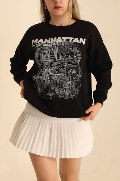 Siyah Baskılı Şardonlu Sweat 216596