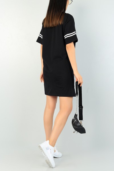 Siyah Baskılı Tasarım Elbise 67197
