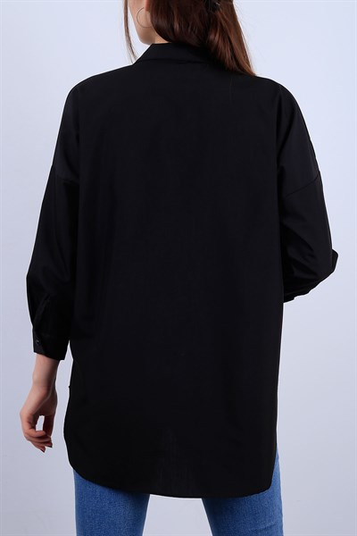 Siyah Bayan Fermuarlı Gömlek 11820B