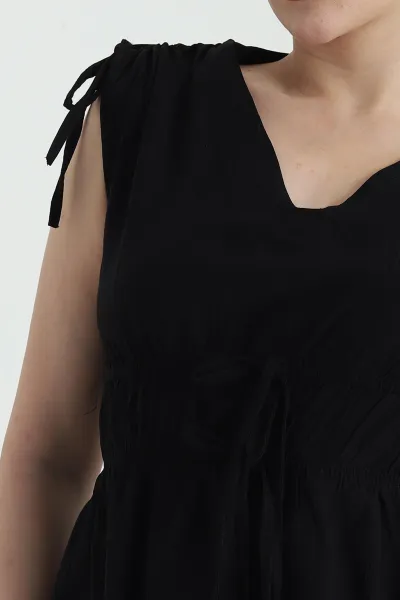 Siyah Bel Lastik Detay Çilek Kumaş Kadın İkili Takım 454773