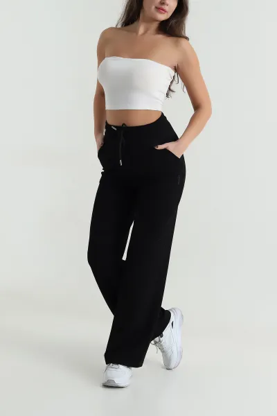siyah-bel-lastikli-cepli-oysho-kadin-pantolon-496756