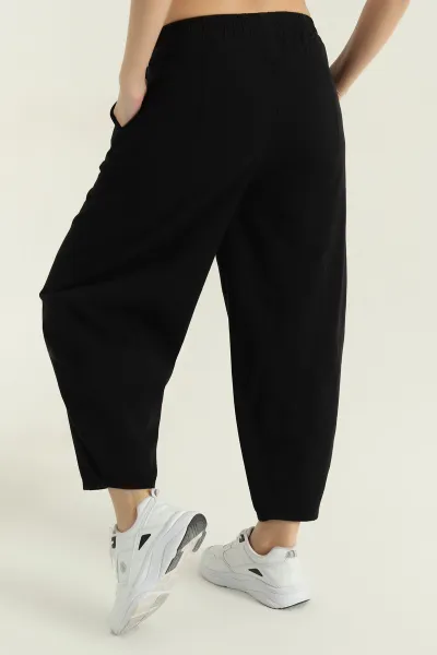 Siyah Bel Lastikli Gabardin Şalvar Kadın Pantolon 357402