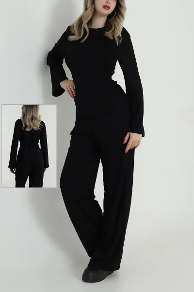 Siyah Bel Lastikli Modal Kadın İkili Takım 486211