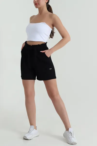 Siyah Bel Lastikli Modal Kadın Şort 458803