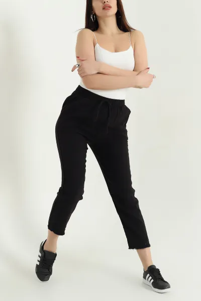siyah-bel-lastikli-muslin-keten-pantolon-339870
