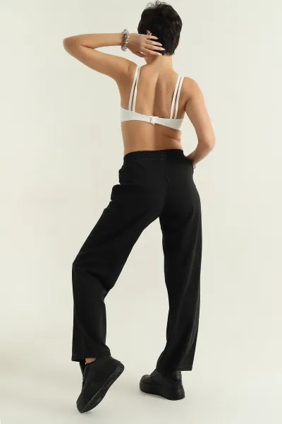 Siyah Bel Lastikli Tencel Kot Kadın Pantolon 374190