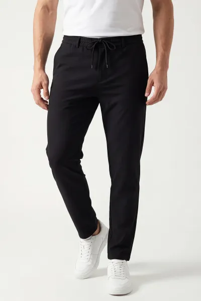 siyah-belden-baglamali-erkek-kumas-pantolon-450086