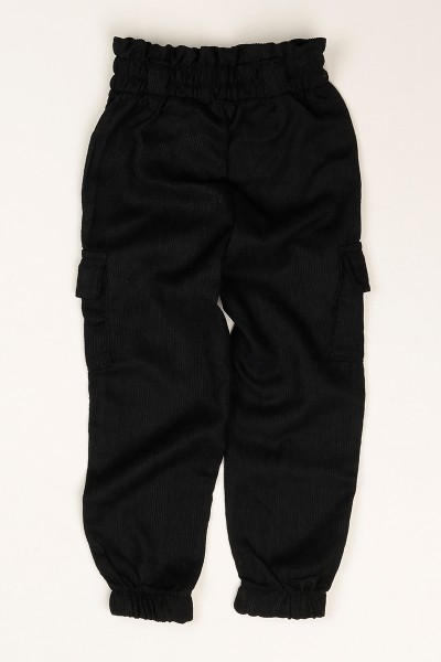 Siyah Belden Çantalı Kargo Cepli Kız Çocuk Pantolon 79807