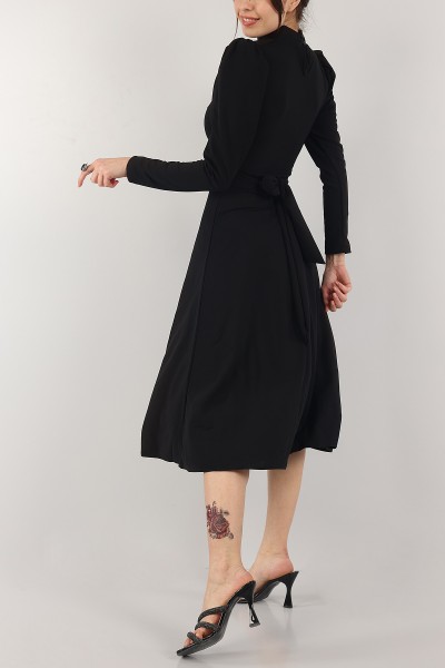 Siyah Beli Bağlamalı Elbise 154121