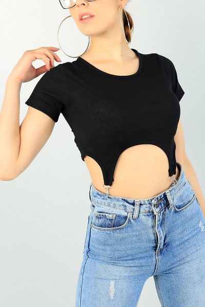 Siyah Beli Çengelli Fitilli Body 71298
