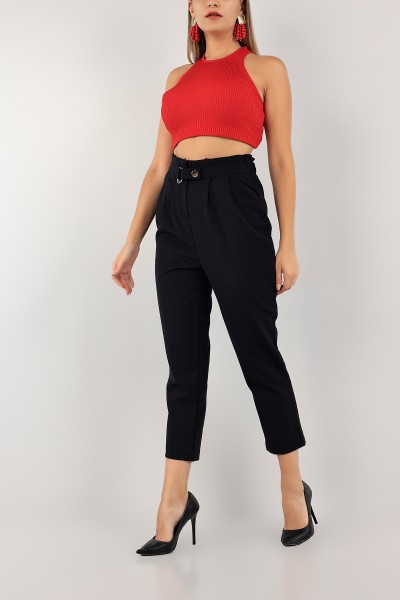 Siyah Beli Lastikli Bayan Pantolon 125891