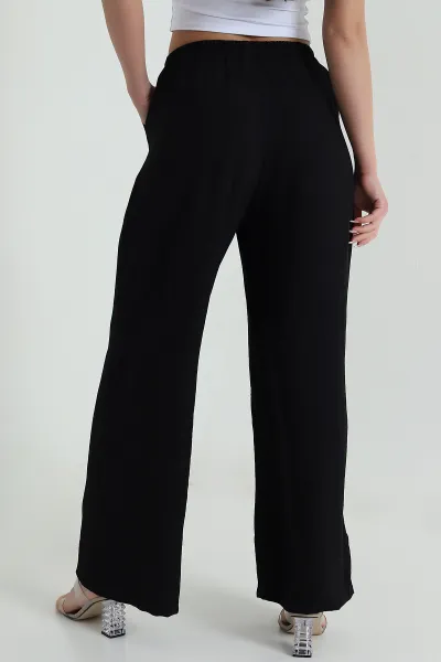 Siyah Beli Lastikli Çilek Kadın Pantolon 459112