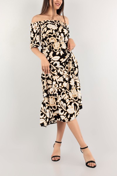 siyah-beli-lastikli-dokuma-elbise-113968