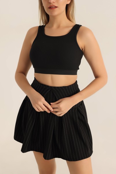 Siyah Beli Lastikli Fitilli Likralı Crop 180263