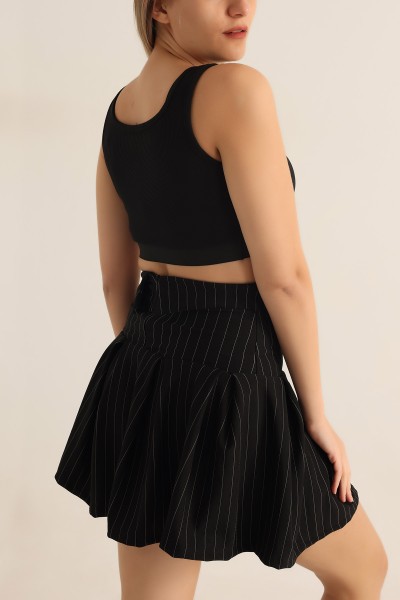 Siyah Beli Lastikli Fitilli Likralı Crop 180263