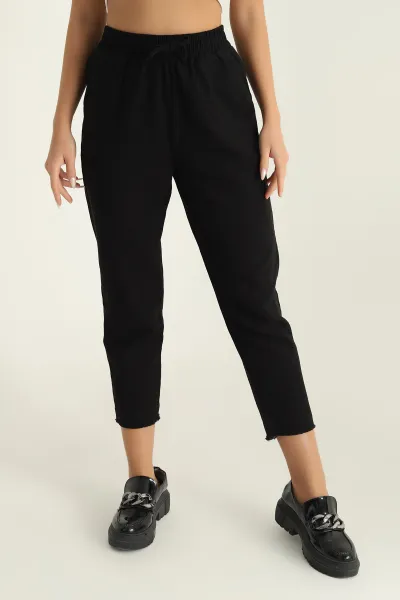 Siyah Beli lastikli Gabardin Bayan Pantolon 297343