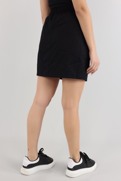 Siyah Beli Lastikli Gabardin Etek 166967