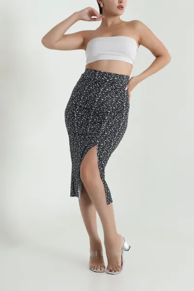 Siyah Beli Lastikli Helen Kadın Etek 481677