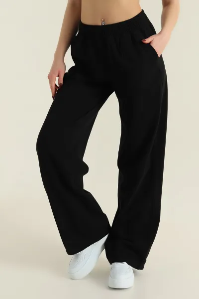 Siyah Beli Lastikli Kadın Gabardin Pantolon 422485
