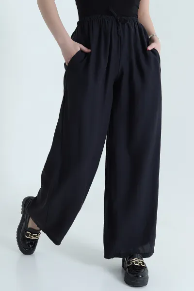 Siyah Beli Lastikli Kadın Tensel Pantolon 441587