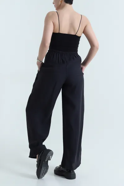 Siyah Beli Lastikli Kadın Tensel Pantolon 441587